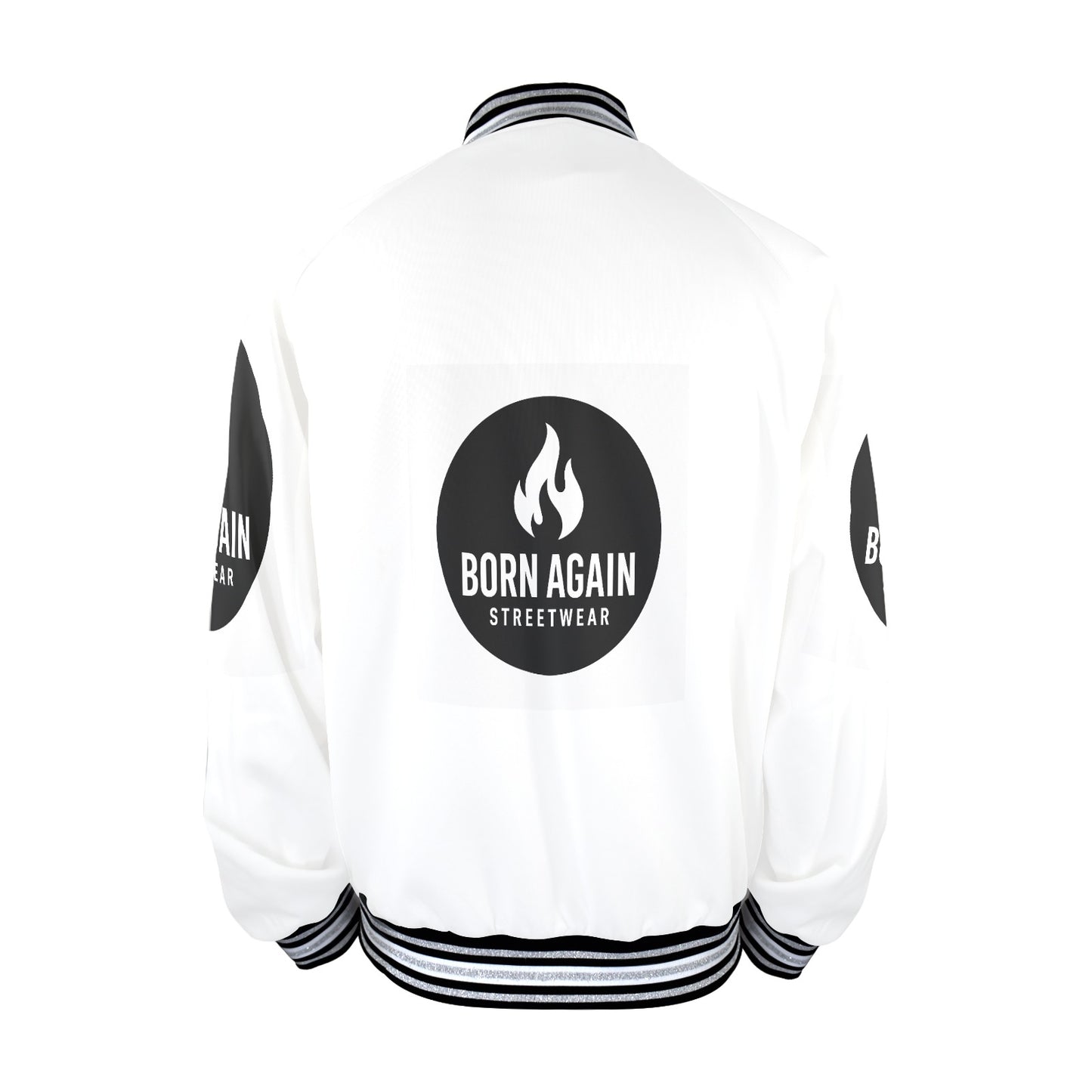 Born Again New Men's Striped Trim Bomber Jacket