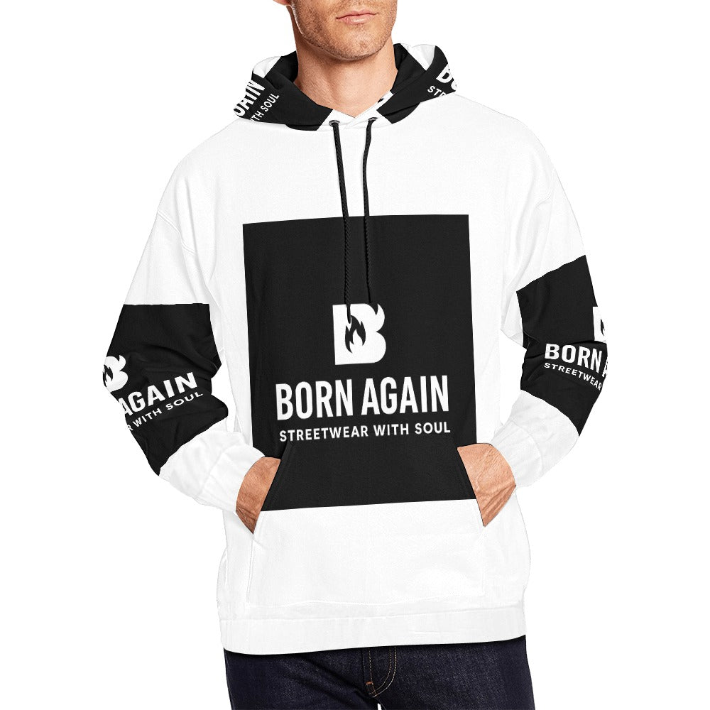 Born Again Men's All Over Print Hoodie (USA Size) (Model H13)