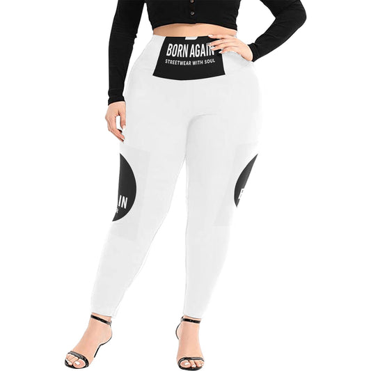 Born Again Women's High Waist Leggings(Plus Size)(ModelL45)